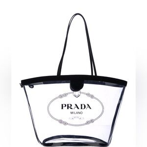 Prada Milano Clear PVC Tote Bag with Detachable Pouch - Authentic